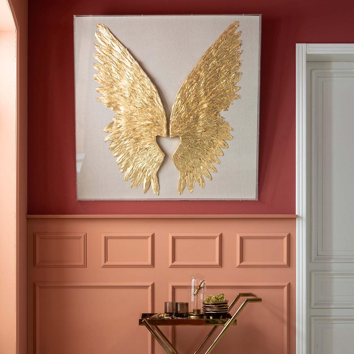 kare-design-wings-wandschmuck-gold-wei-120x120x8-cm image 2