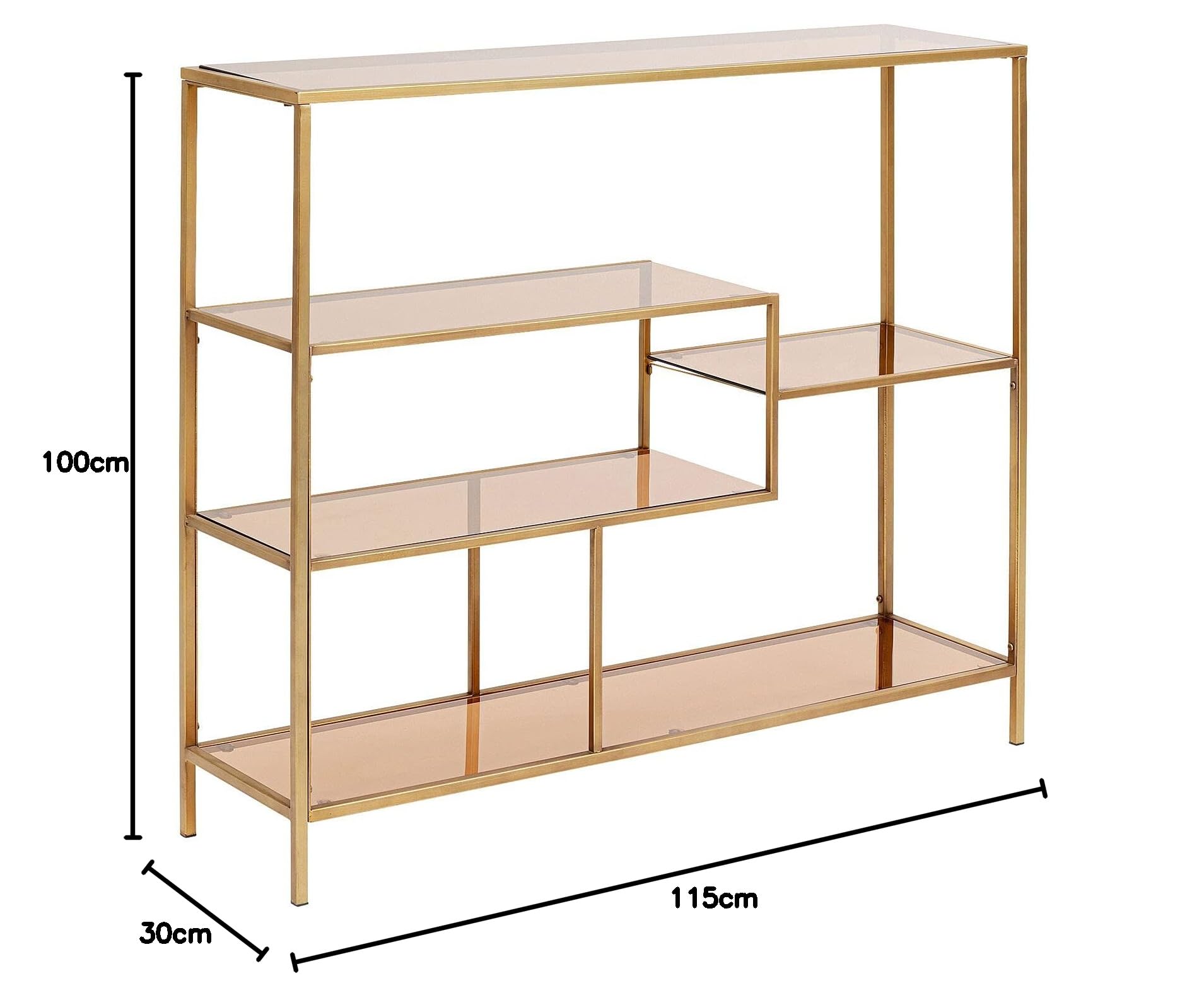 kare-design-regal-loft-gold-schmal-standregal-5-ablagen-100x115x30-cm-glas-metal image 3