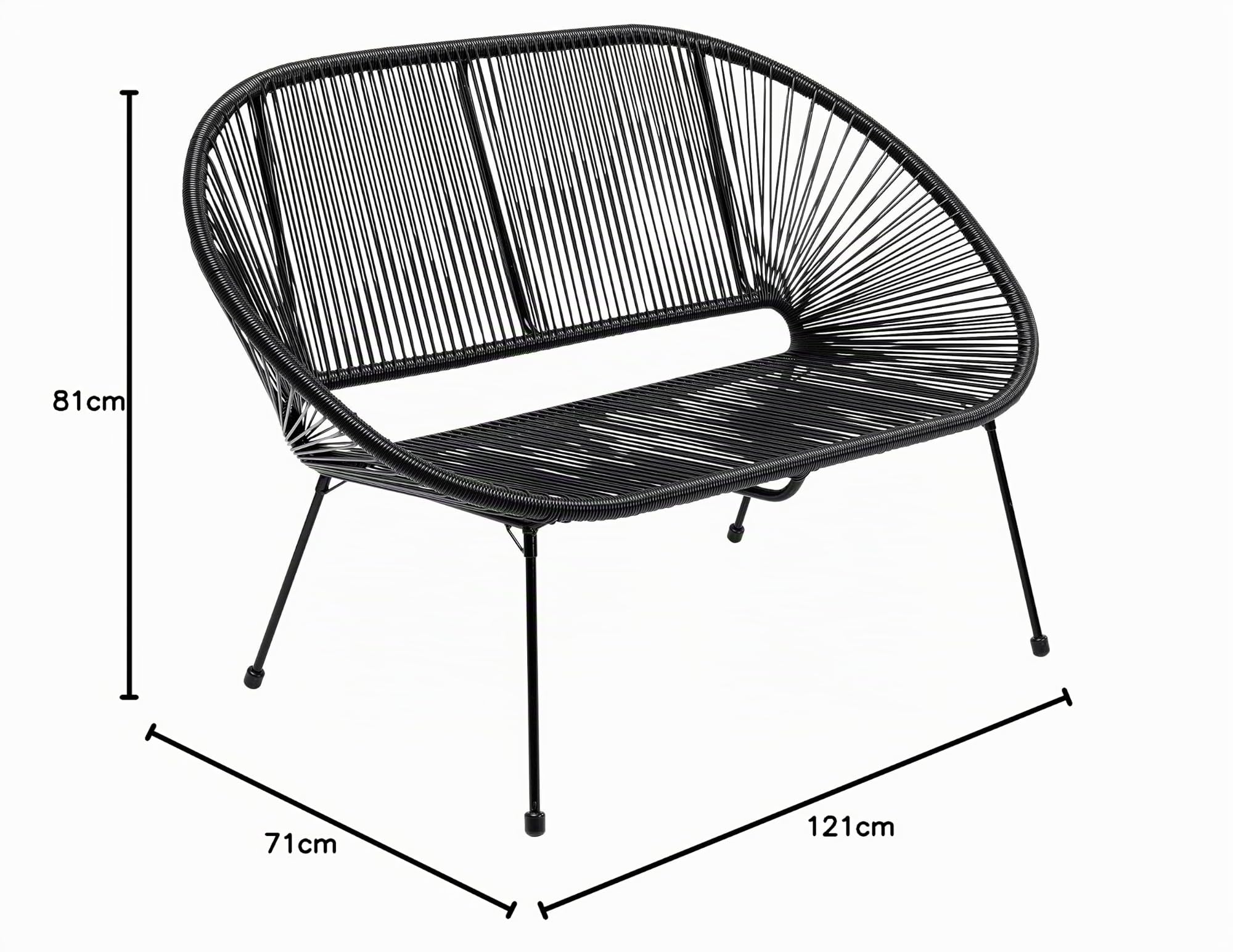 kare-design-bank-acapulco-mono-schwarz-indoor-outdoor-2-personen image 3