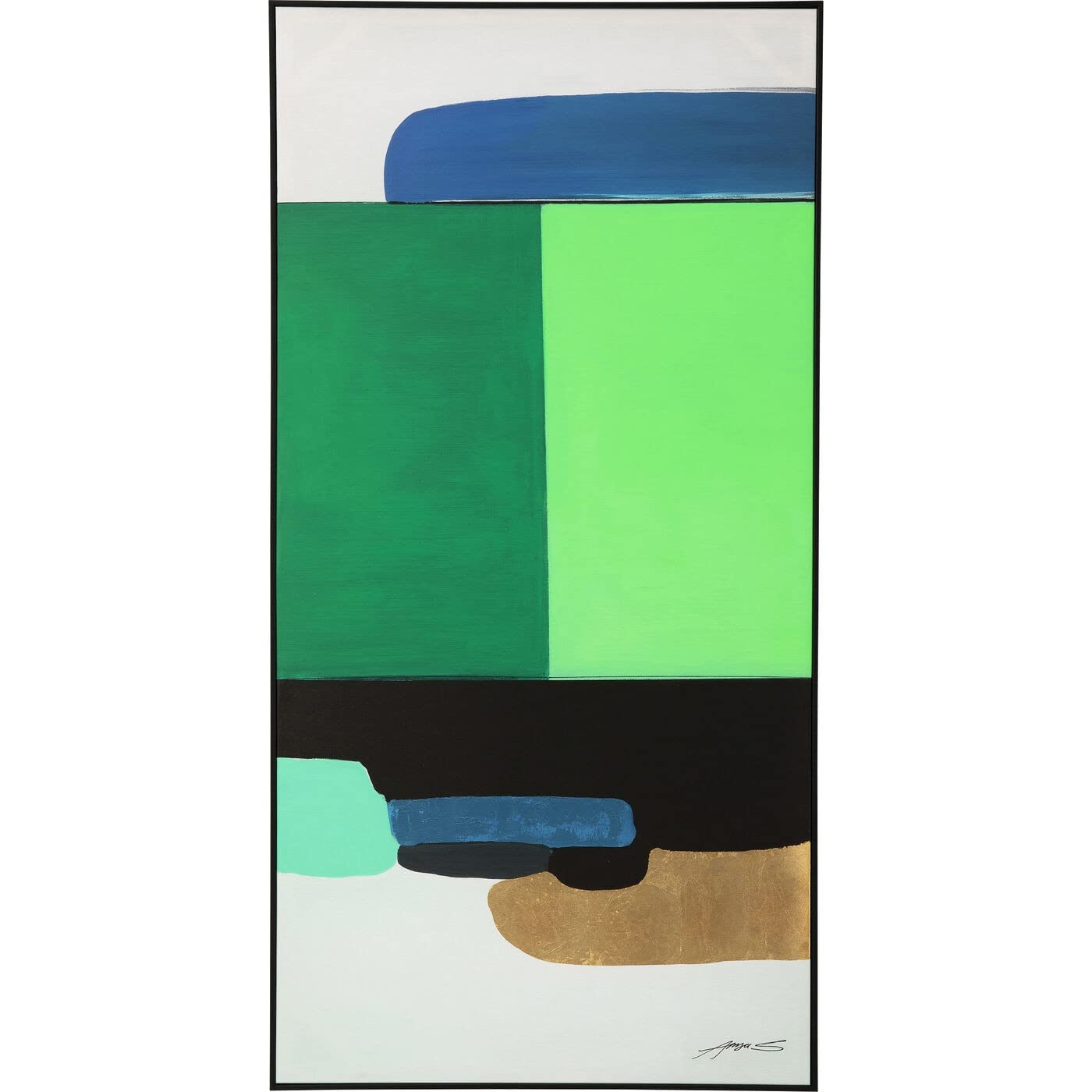 kare-design-bild-mit-rahmen-abstract-shapes-gr-n-73x143cm-leinwandbild-hochforma image 1