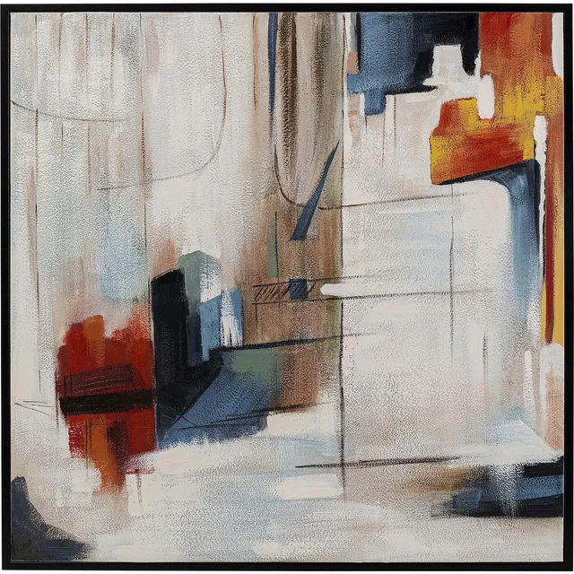 kare-design-bild-visione-obliquo-leinwand-mit-rahmen-100x100x4-cm-mehrfarbig image 1