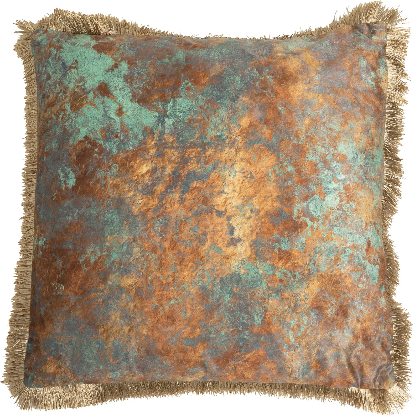 kare-design-antique-fringe-dekokissen-55x55-cm-blau-gold-mit-fransen image 1