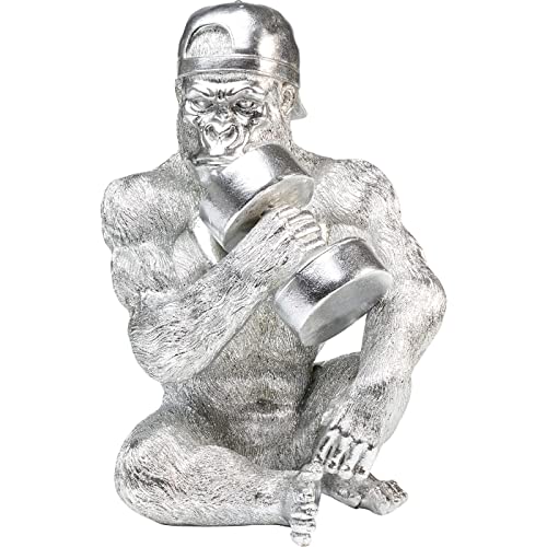 kare-design-muscle-monkey-deko-figur-silber-31-cm-gorilla-mit-hantel image 4