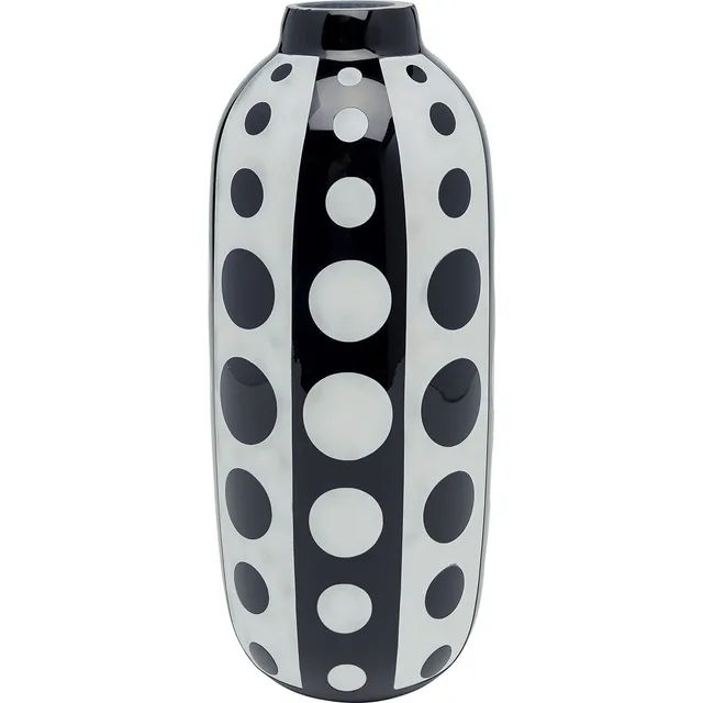 kare-design-brillar-vase-38-cm-schwarz-wei-gepunktet-glas image 1