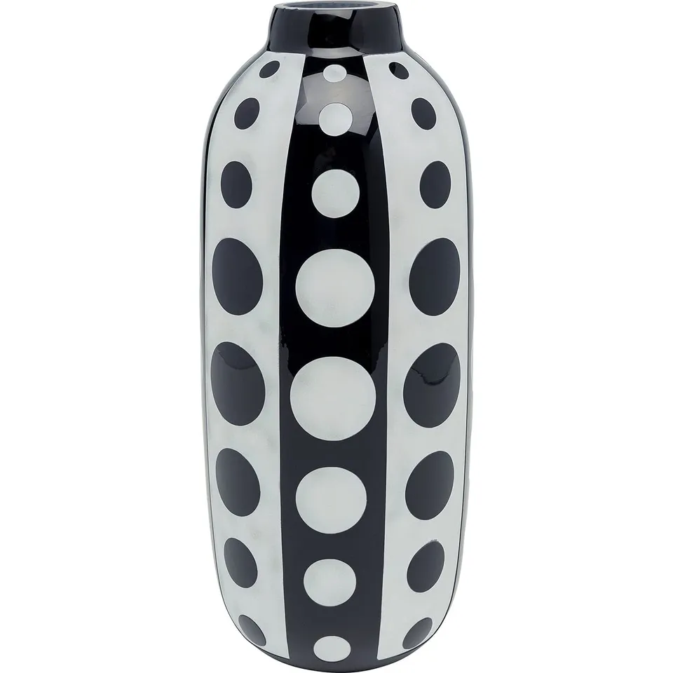 kare-design-brillar-vase-38-cm-schwarz-wei-gepunktet-glas image 1
