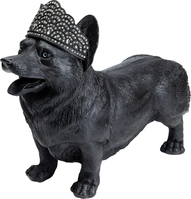 kare-design-royal-standing-corgi-deko-figur-schwarz-52-cm image 1