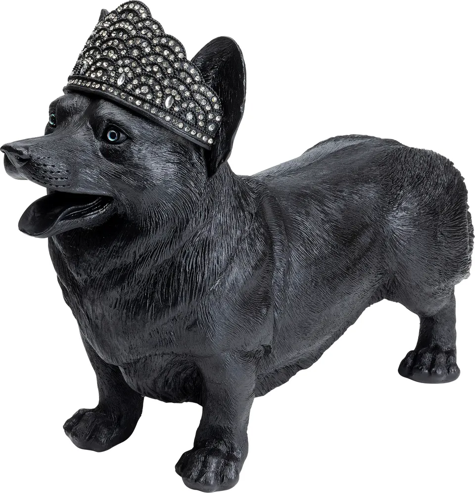 kare-design-royal-standing-corgi-deko-figur-schwarz-52-cm image 1