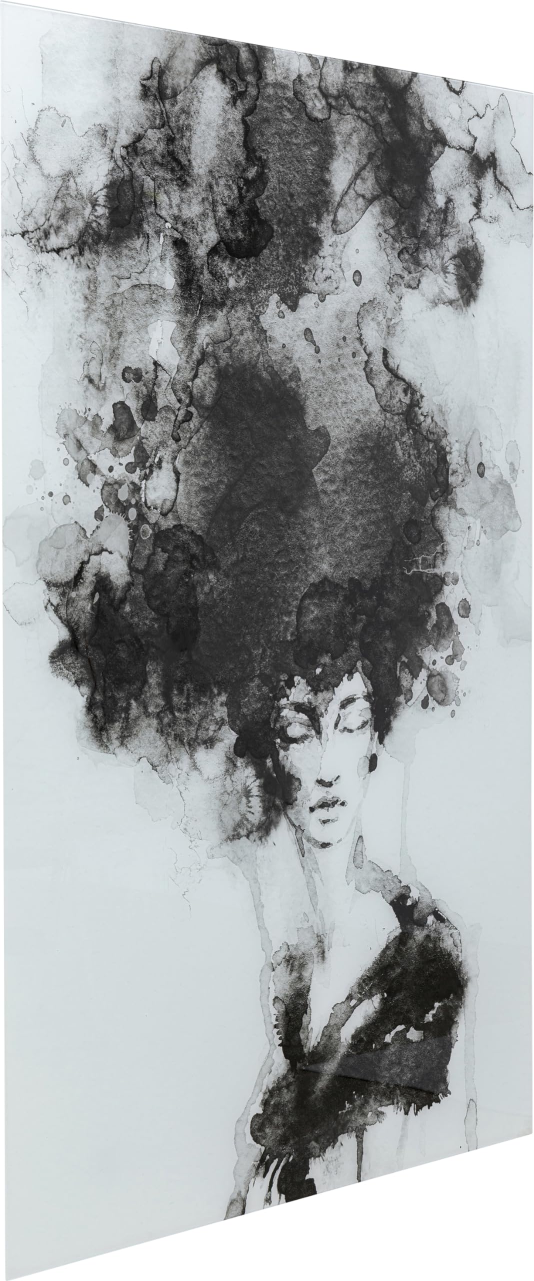 kare-design-glasbild-smokey-hair-schwarz-wei-150x100cm-wandbild-aus-glas image 4