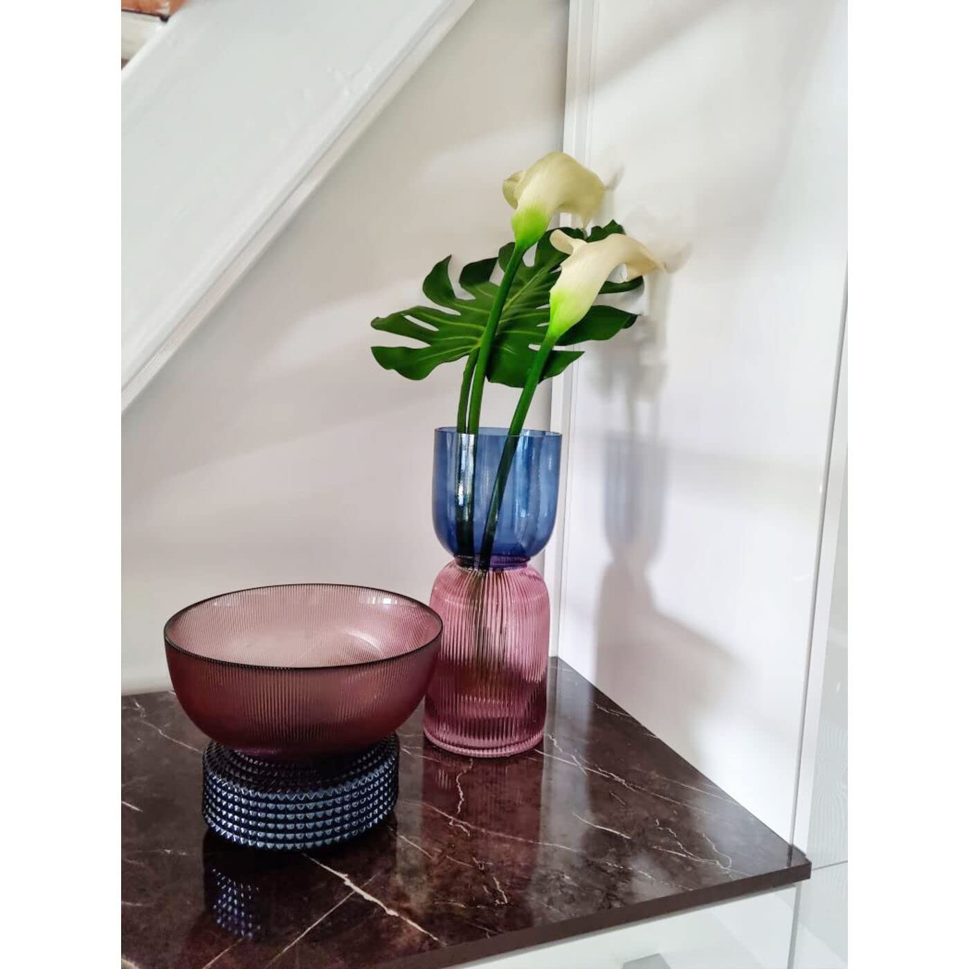 kare-design-vase-marvelous-duo-blau-rot-glas-28cm-handgefertigt image 2