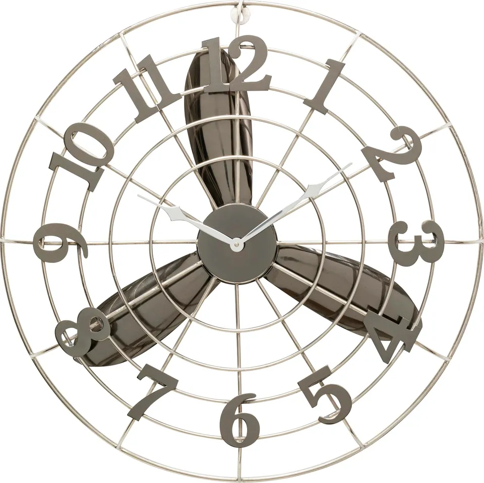 kare-design-wanduhr-fan-blade-silber-61-cm-metall image 1