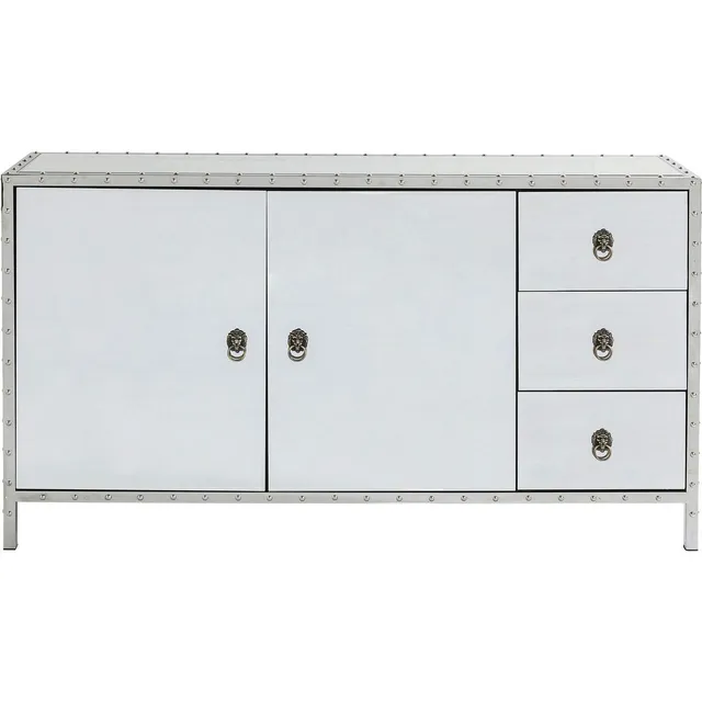 kare-design-sideboard-rivet-140-cm-verspiegelte-kommode-mit-nieten-und-l-wenkopf image 1