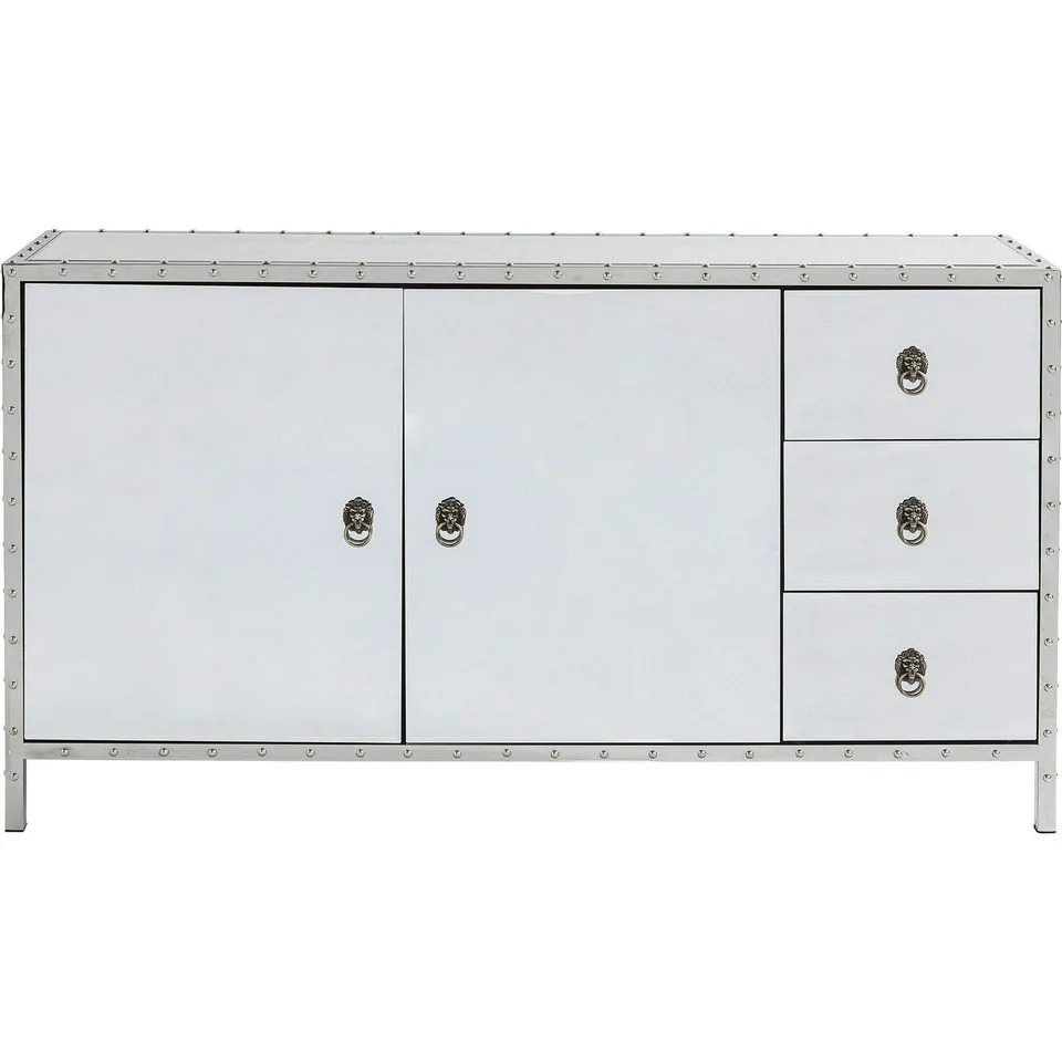 kare-design-sideboard-rivet-140-cm-verspiegelte-kommode-mit-nieten-und-l-wenkopf image 1