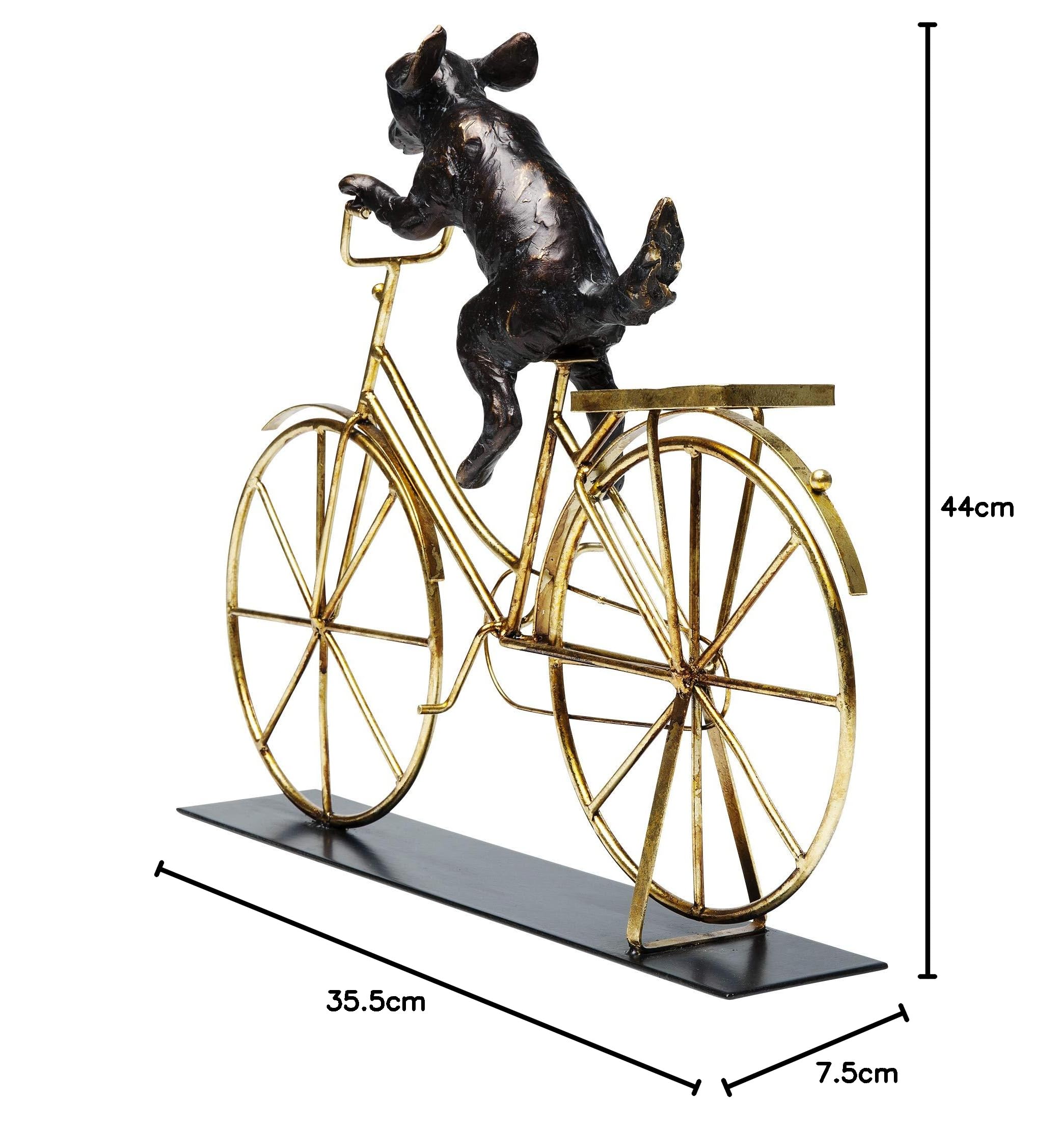 kare-design-dog-with-bicycle-deko-skulptur-schwarz-gold-35-5x44x7-5-cm image 7