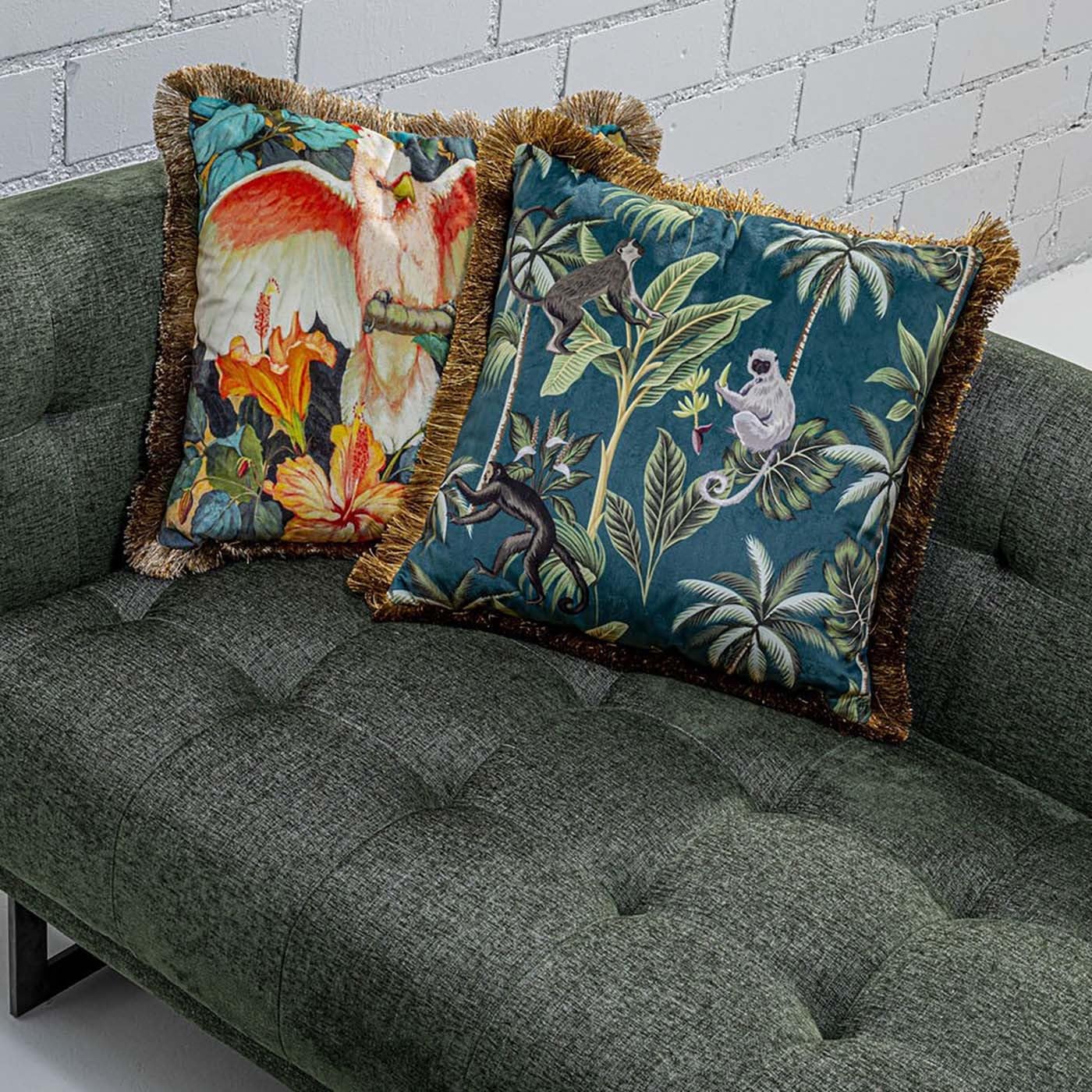 kare-design-jungle-fever-kissen-gold-blau-45x45-cm-dekokissen-mit-fransenkante-u image 2
