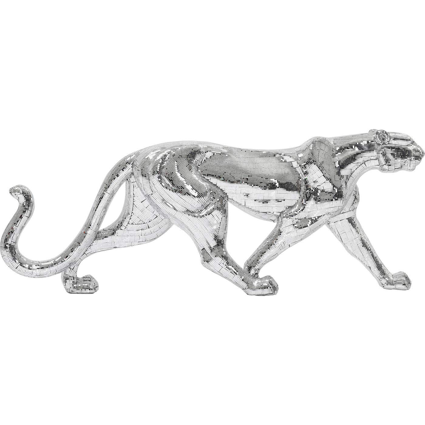 kare-design-deko-objekt-leopard-mosaic-silber-129-x-25-x-50-cm-boden-skulptur image 1