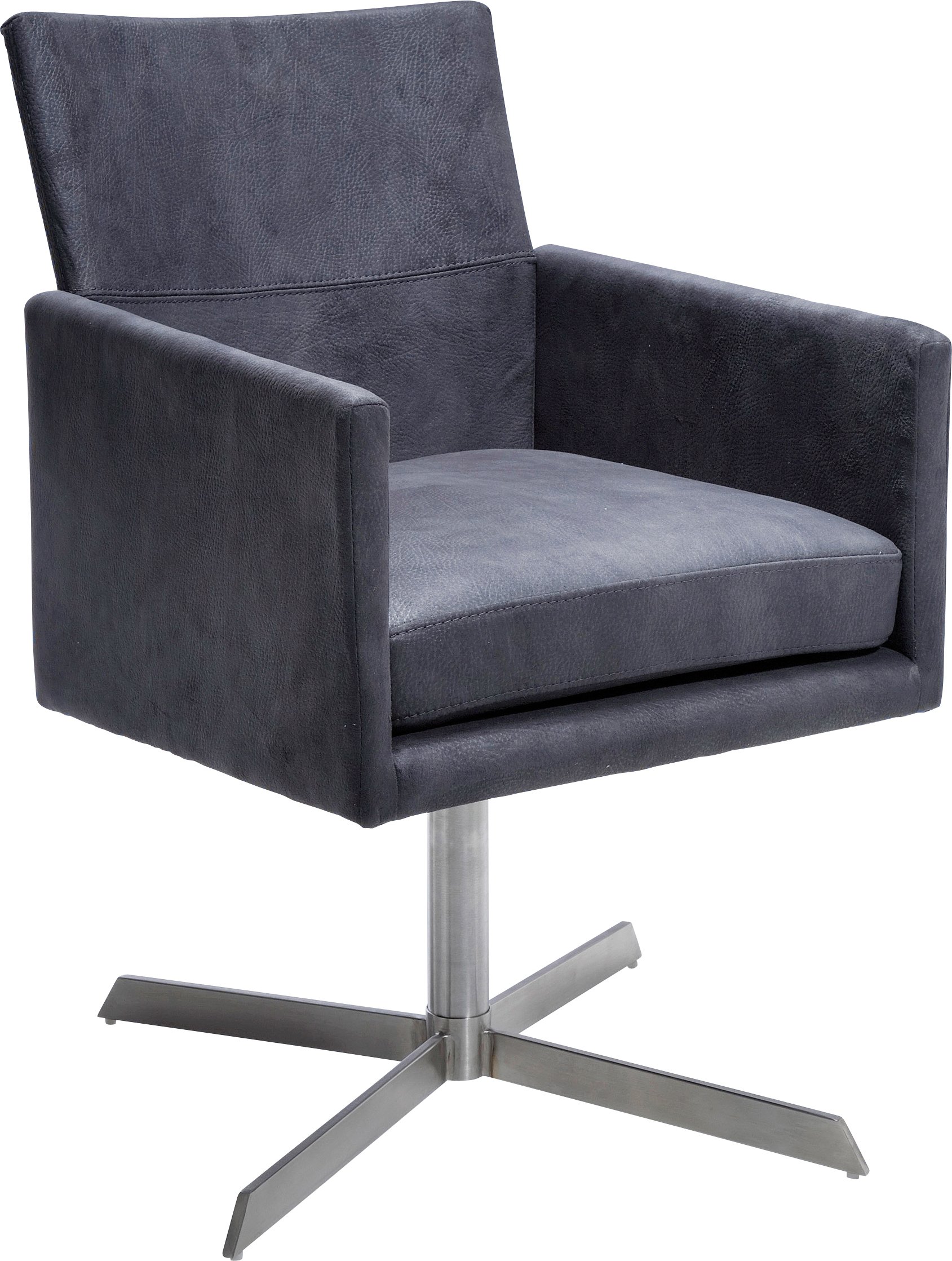 kare-design-stuhl-dialog-drehstuhl-grau-polster-drehstuhl-velour-optik-edelstahl image 3