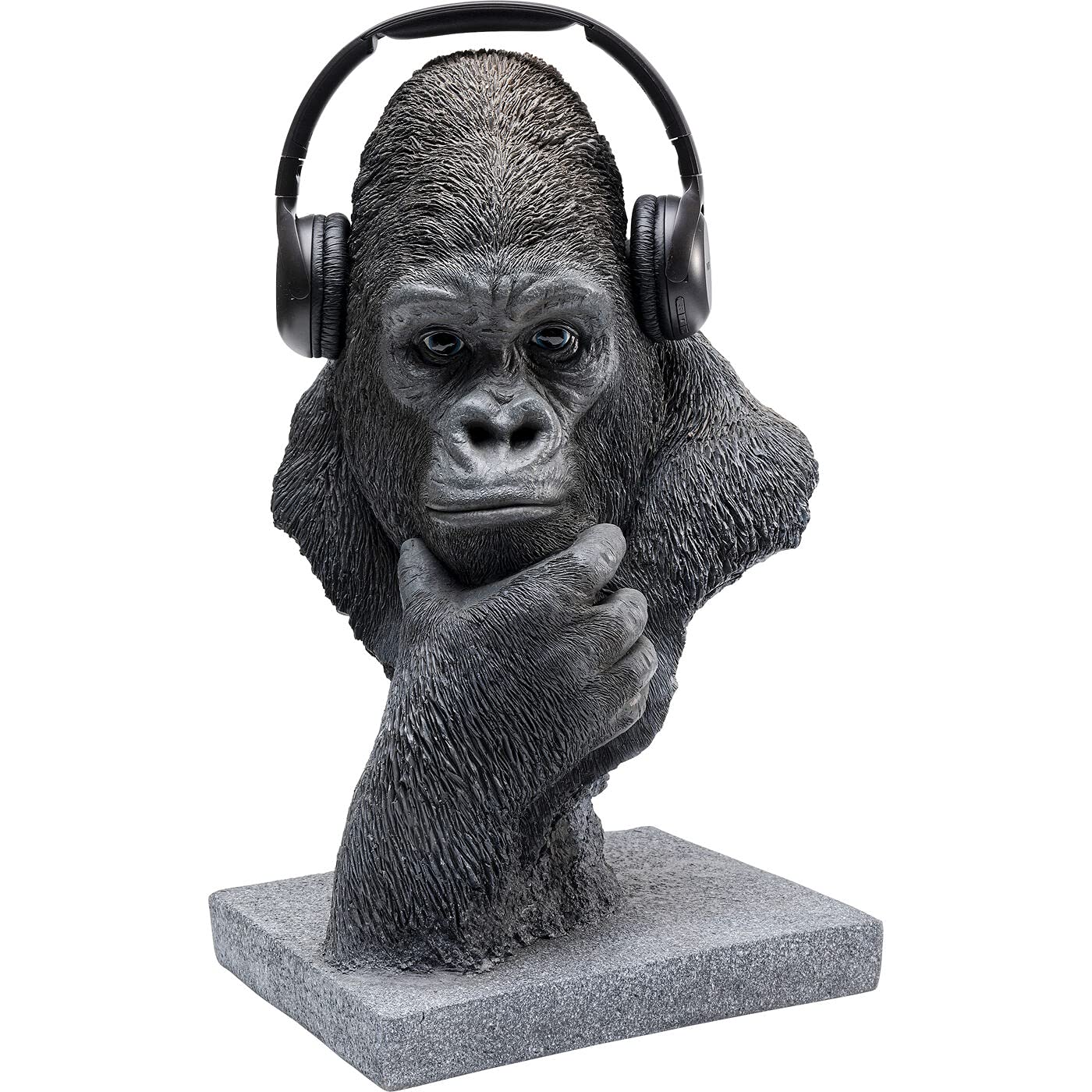 kare-design-thinking-gorilla-head-deko-objekt-schwarz-49x29x26-cm image 3