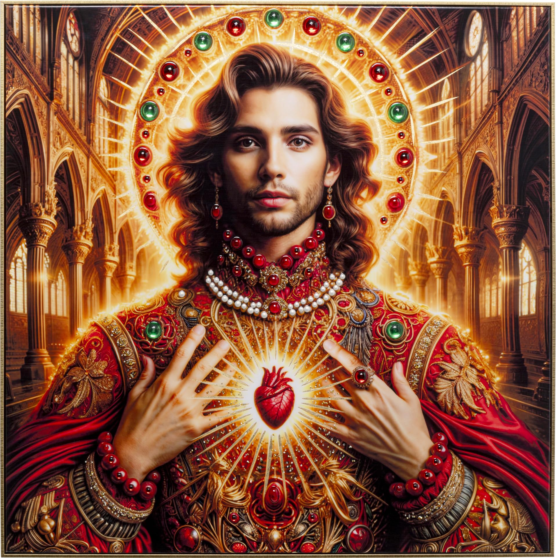 kare-design-saint-halo-man-wandbild-mehrfarbig-100x100-cm-glasbild-jesus-motiv-m image 1
