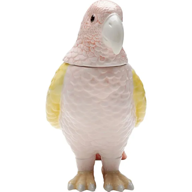 kare-design-deko-dose-exotic-bird-giallo-23x21x12-cm-rosa-gelb-keramik image 1