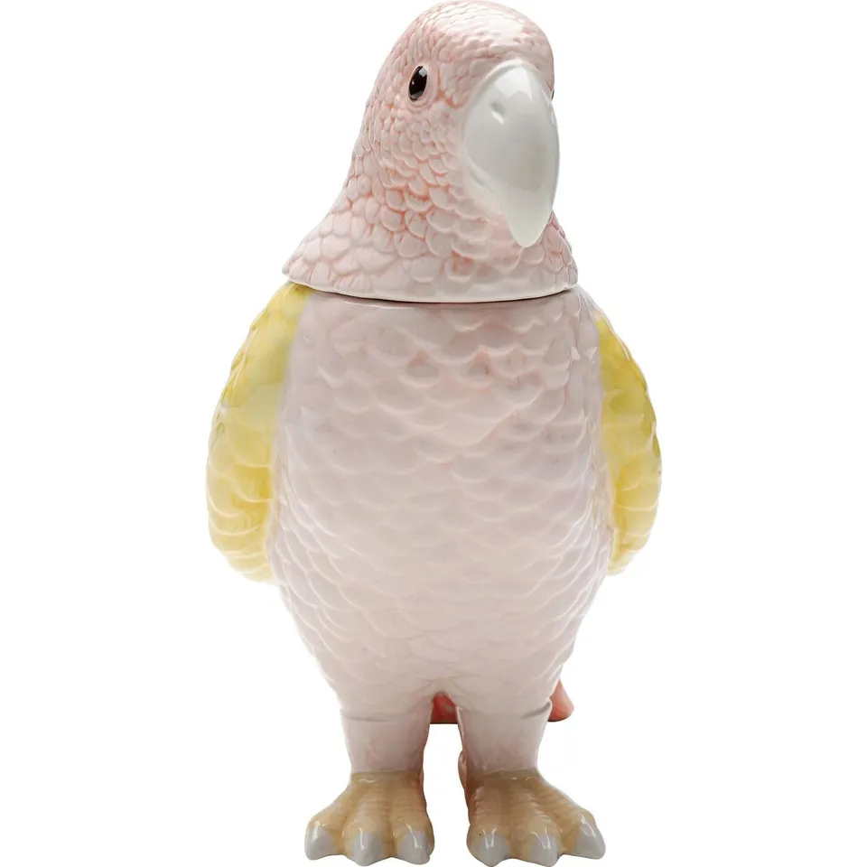 kare-design-deko-dose-exotic-bird-giallo-23x21x12-cm-rosa-gelb-keramik image 1