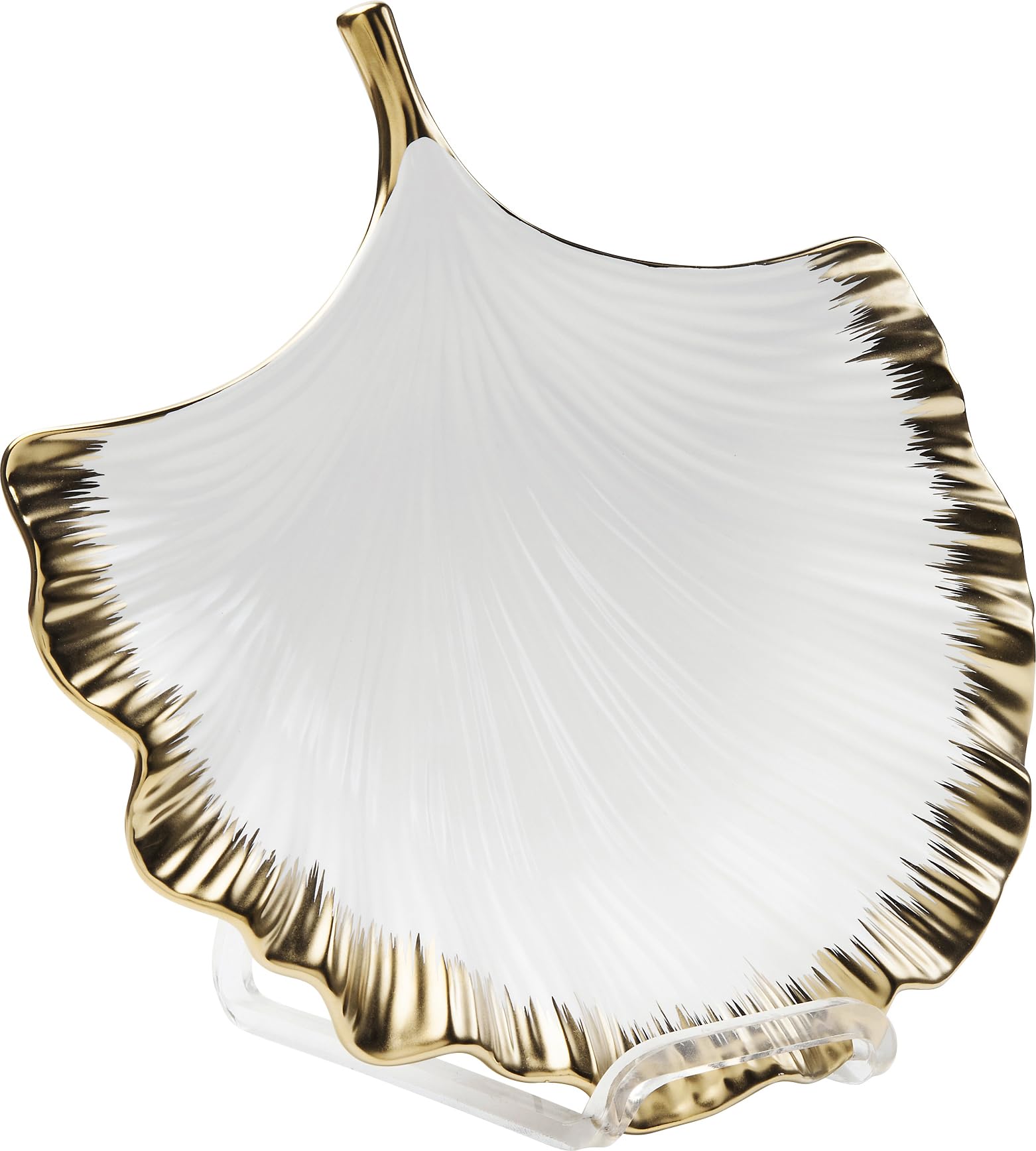 kare-design-deko-schale-ginkgo-elegance-rim-wei-gold-porzellan-obstschale-28cm image 2