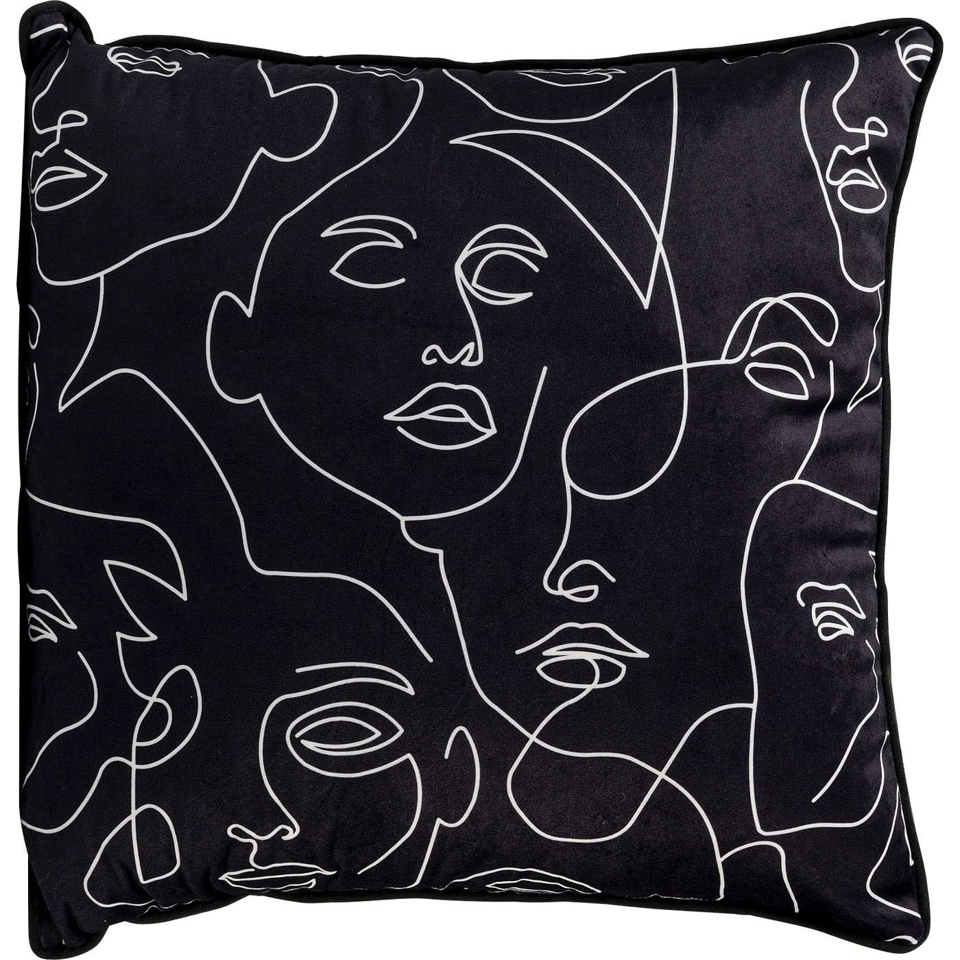 kare-design-kissen-faces-45x45-cm-schwarz-mit-rei-verschluss image 1