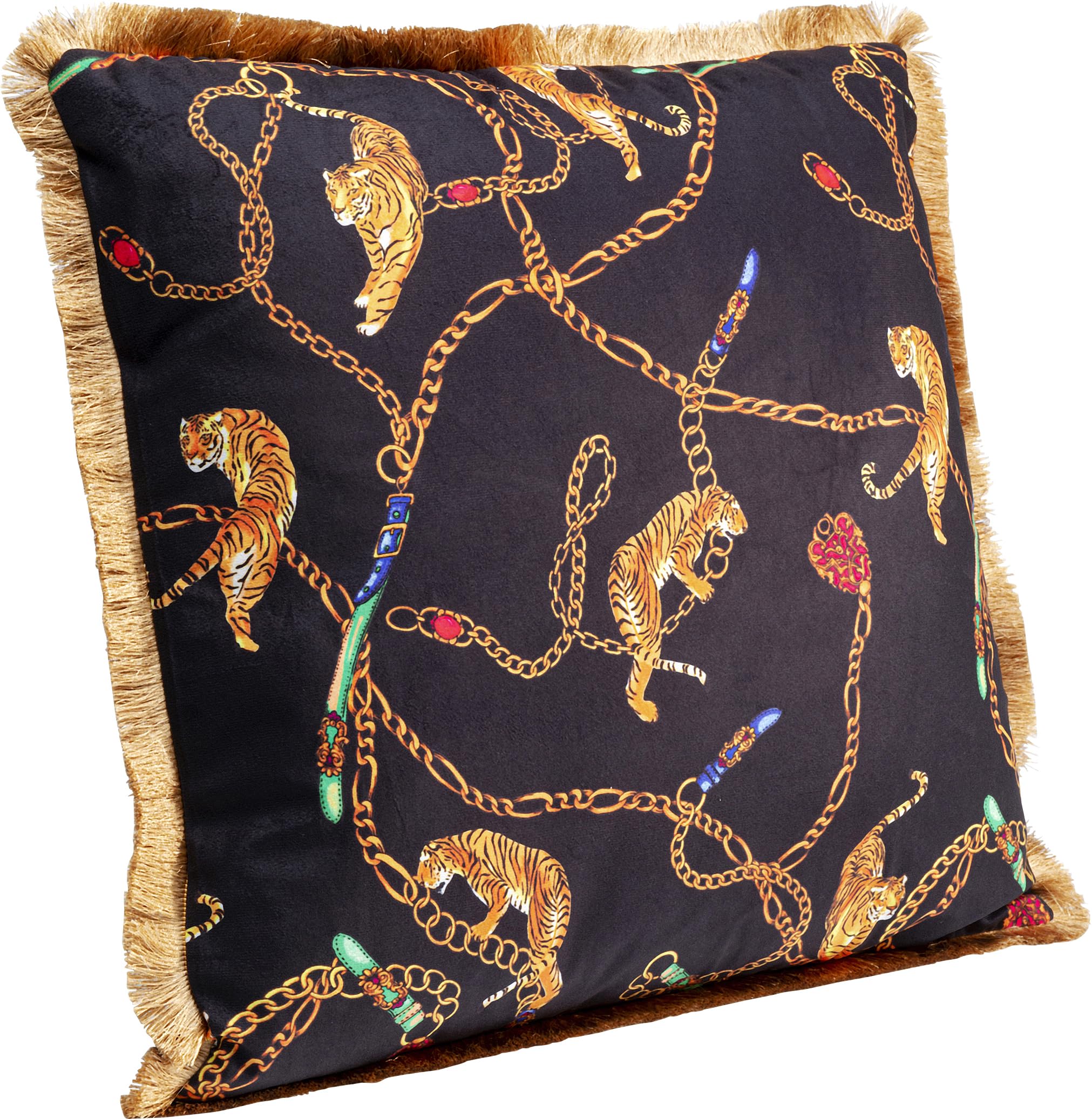 kare-design-kissen-tiger-chain-schwarz-45x45-cm-mit-fransen image 3