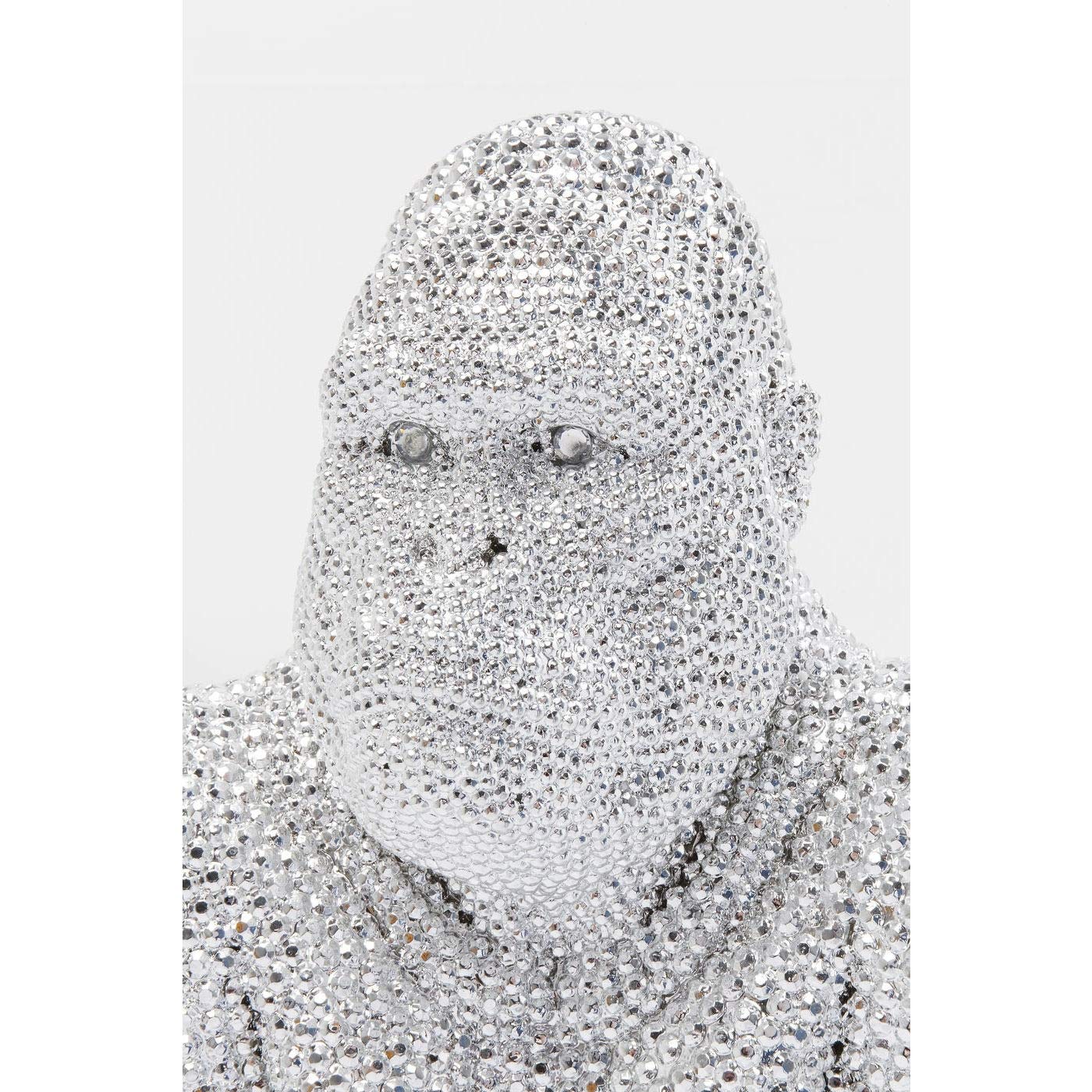 kare-design-dekofigur-shiny-gorilla-silber-80x50x47-cm-xxl-tierfigur image 4