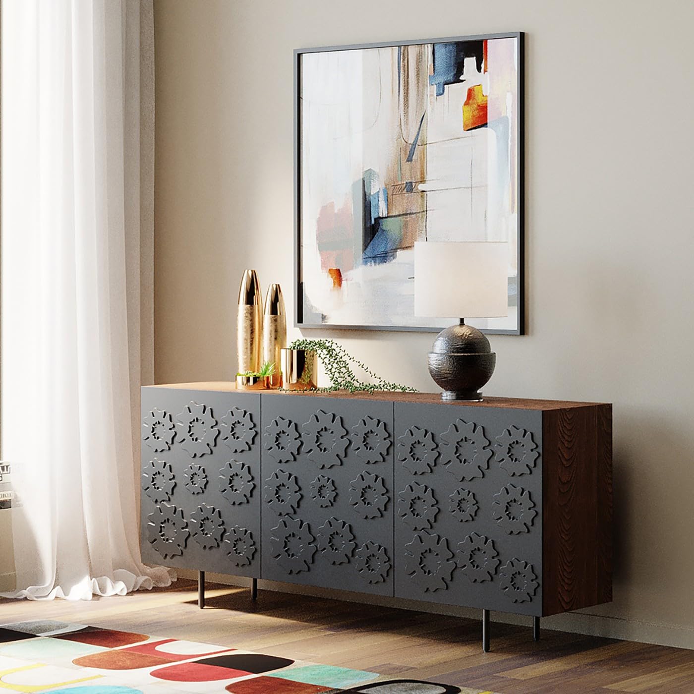 kare-design-bild-visione-obliquo-leinwand-mit-rahmen-100x100x4-cm-mehrfarbig image 5