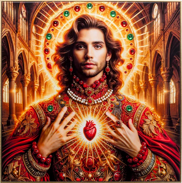 kare-design-saint-halo-man-wandbild-mehrfarbig-100x100-cm-glasbild-jesus-motiv-m image 1