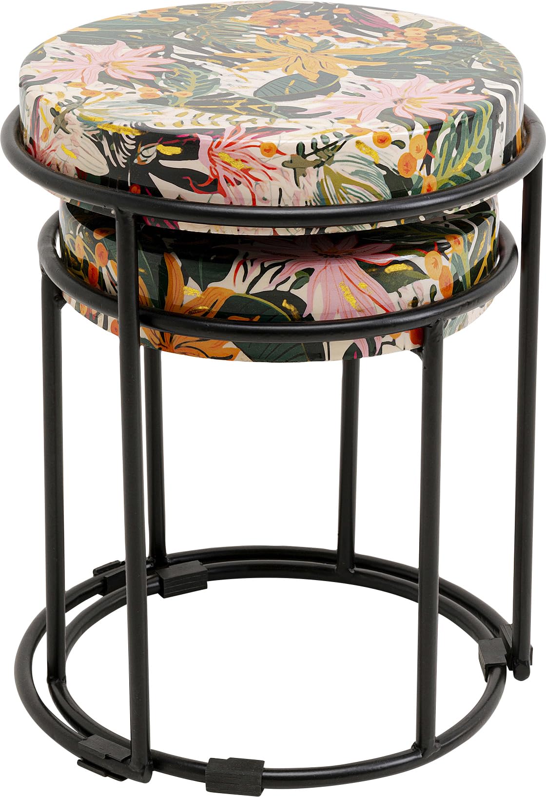 kare-design-jungle-beistelltisch-2er-set-rund-dschungel-motiv-mit-stahlgestell image 3