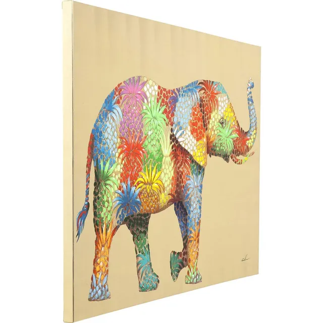 kare-design-touched-flower-elephant-leinwandbild-bunt-90x120x4-cm image 1