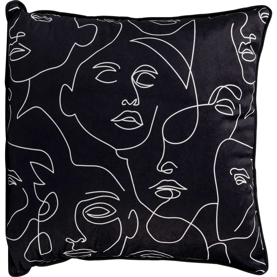 kare-design-kissen-faces-45x45-cm-schwarz-mit-rei-verschluss image 1