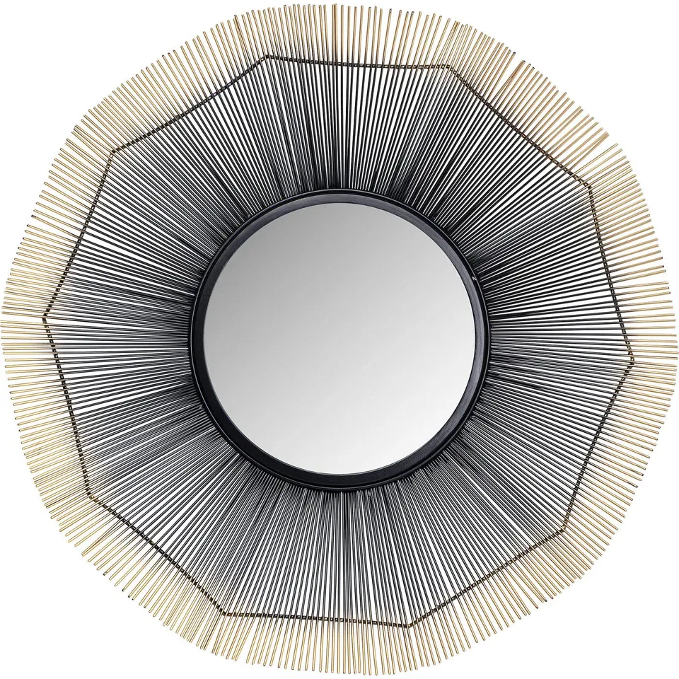 kare-design-wandspiegel-sunflower-81-cm-sonnenspiegel-schwarz-gold-handarbeit image 1