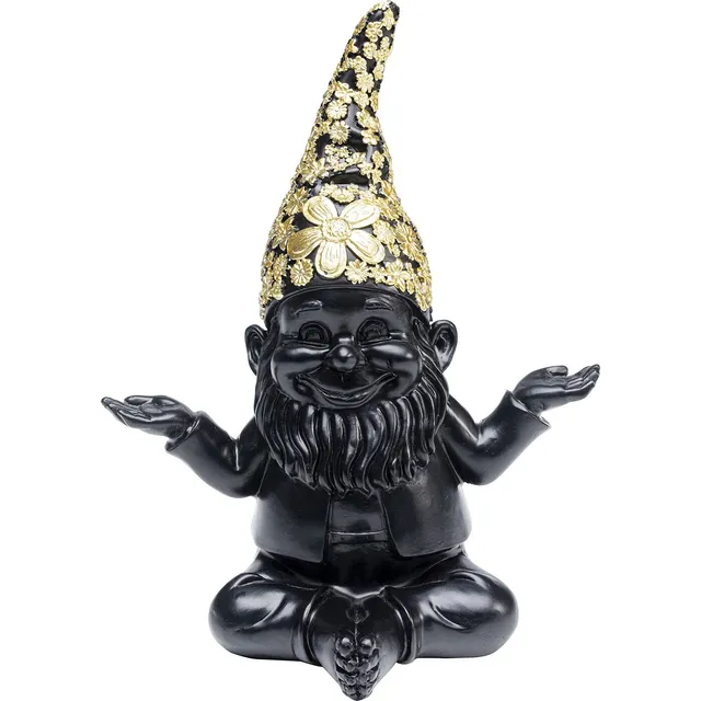 kare-design-zwerg-meditation-dekofigur-schwarz-gold-19x15x10-cm image 1