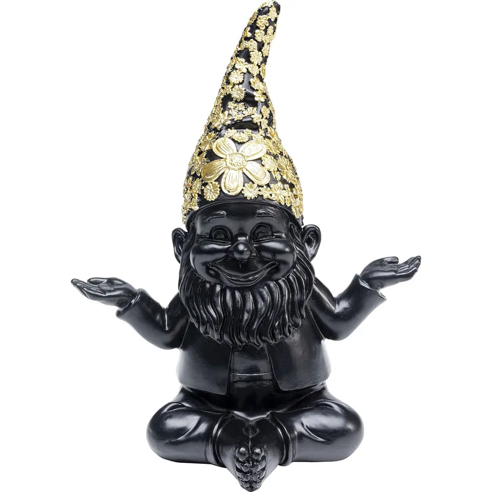 kare-design-zwerg-meditation-dekofigur-schwarz-gold-19x15x10-cm image 1