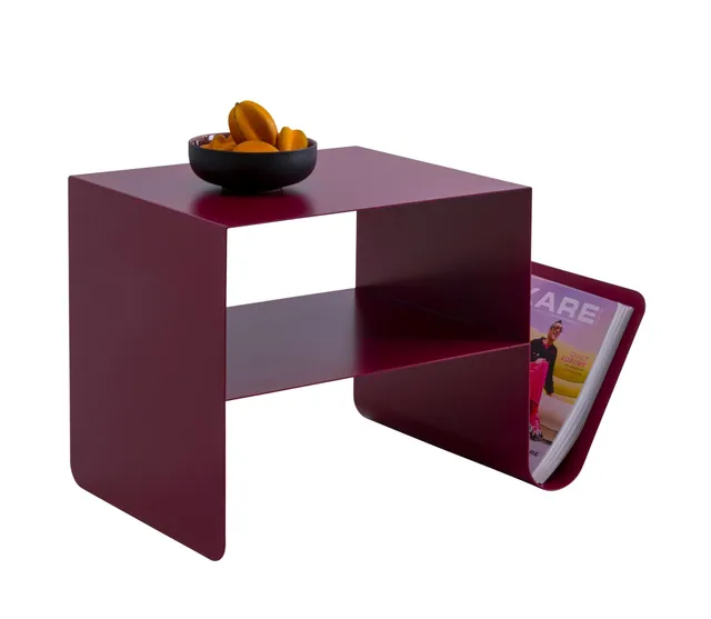 kare-design-beistelltisch-lounge-news-berry-pink-65x37x42-cm-couchtisch-mit-zeit image 1