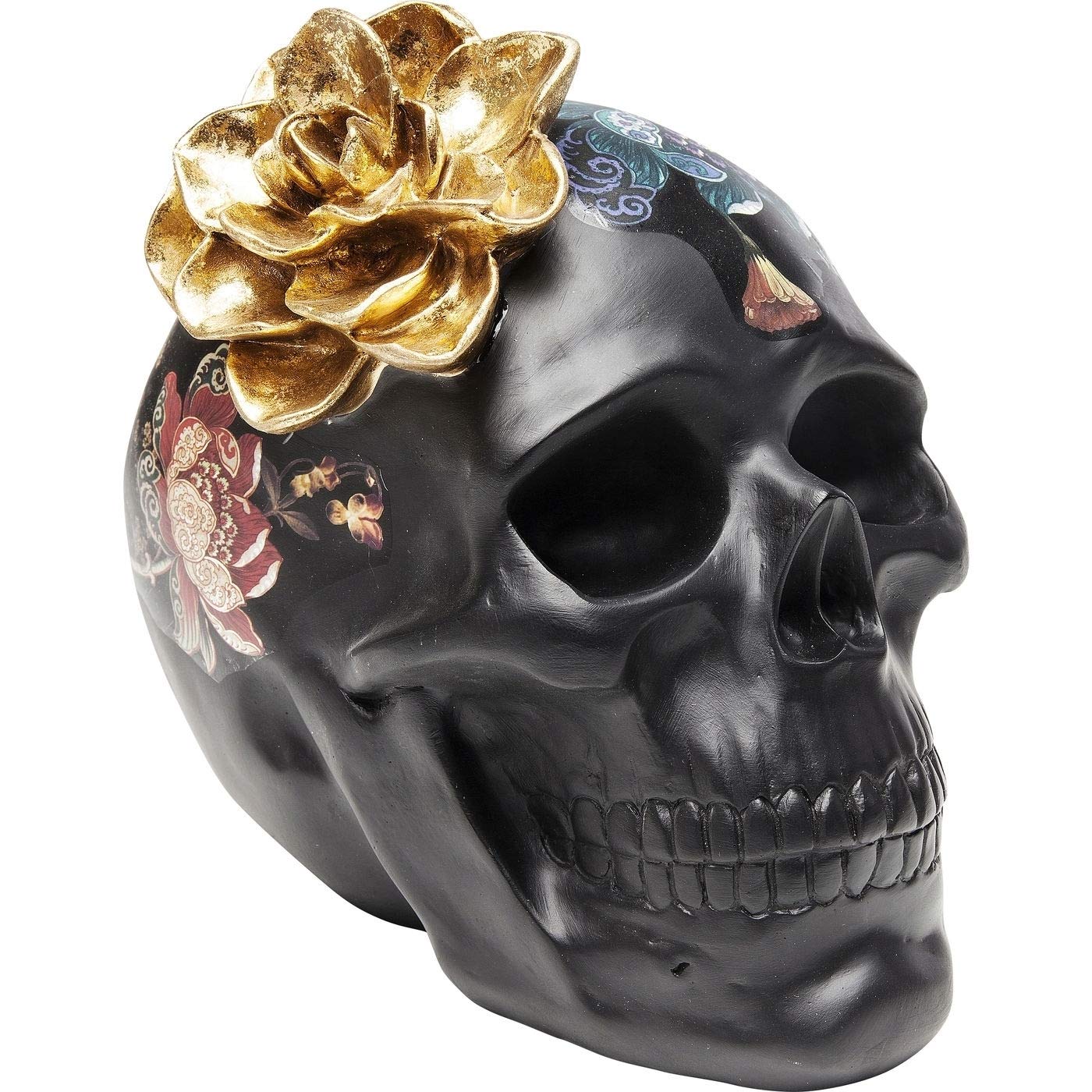 kare-design-deko-objekt-flower-skull-schwarz-totenkopf-skulptur-22-3x24x17-1-cm image 3