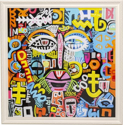 kare-design-leinwandbild-doodle-face-mehrfarbig-80x80-cm-mit-rahmen image 7