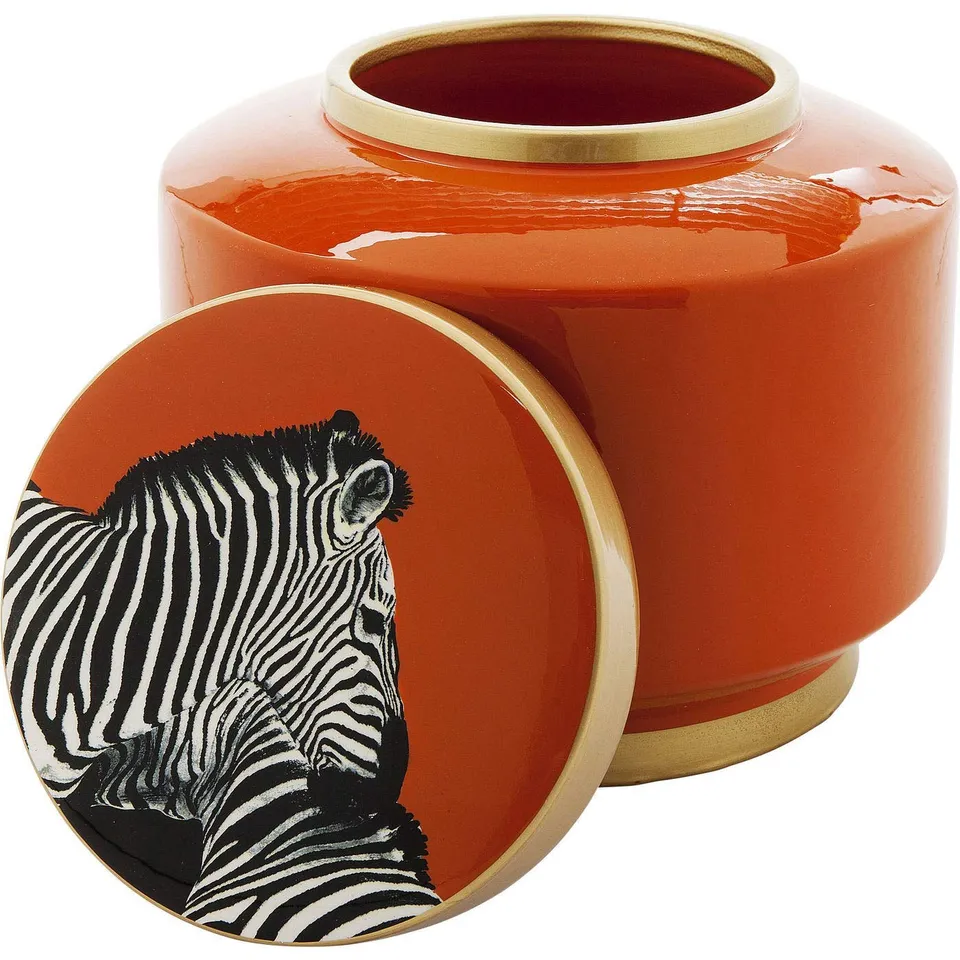 kare-design-deko-gef-zebra-orange-19-cm-aufbewahrungsdose-happy-chic image 1
