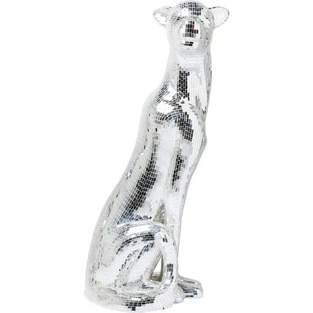 kare-design-welcome-panther-links-xl-silber-mosaik-dekofigur-150x68x55-cm image 1