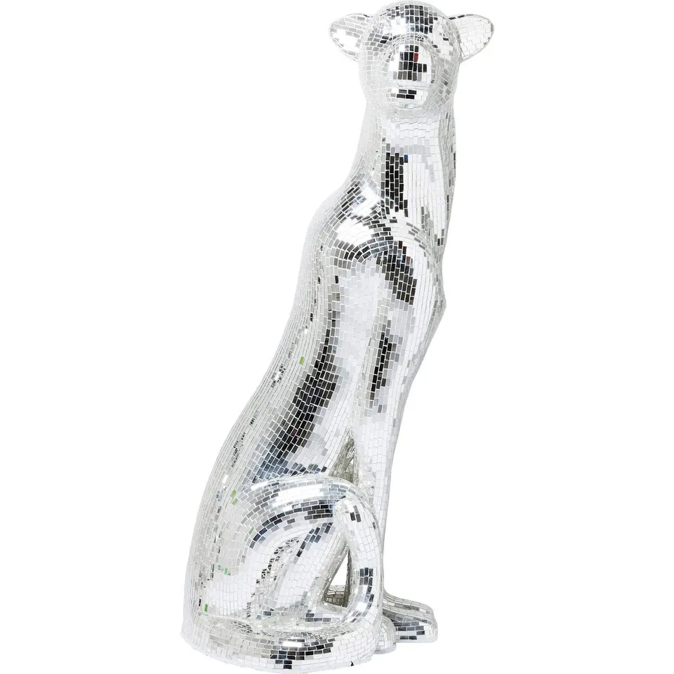 kare-design-welcome-panther-links-xl-silber-mosaik-dekofigur-150x68x55-cm image 1