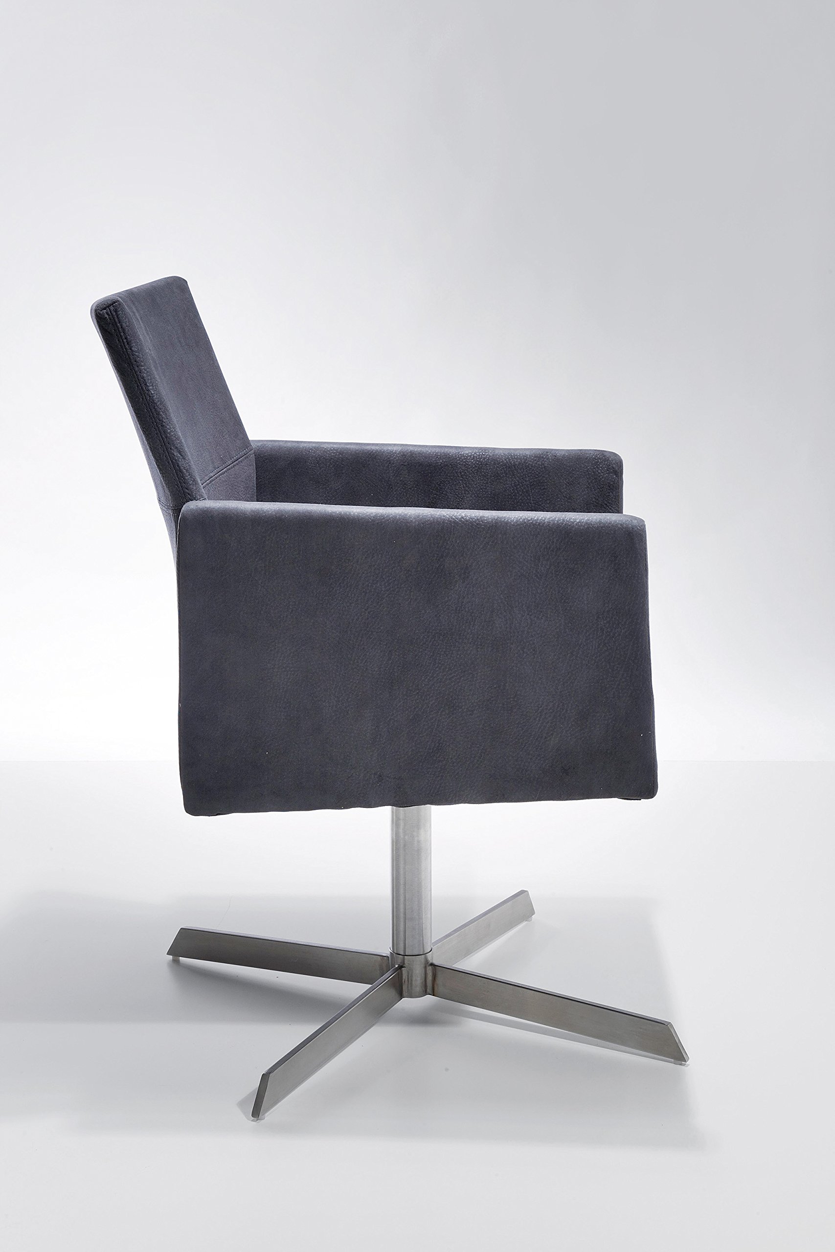 kare-design-stuhl-dialog-drehstuhl-grau-polster-drehstuhl-velour-optik-edelstahl image 4