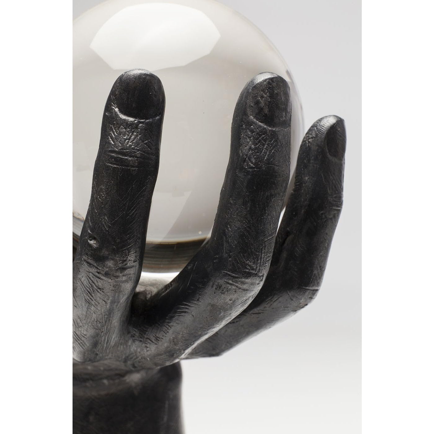 kare-design-deko-kugel-hand-schwarz-mit-marmorsockel image 5
