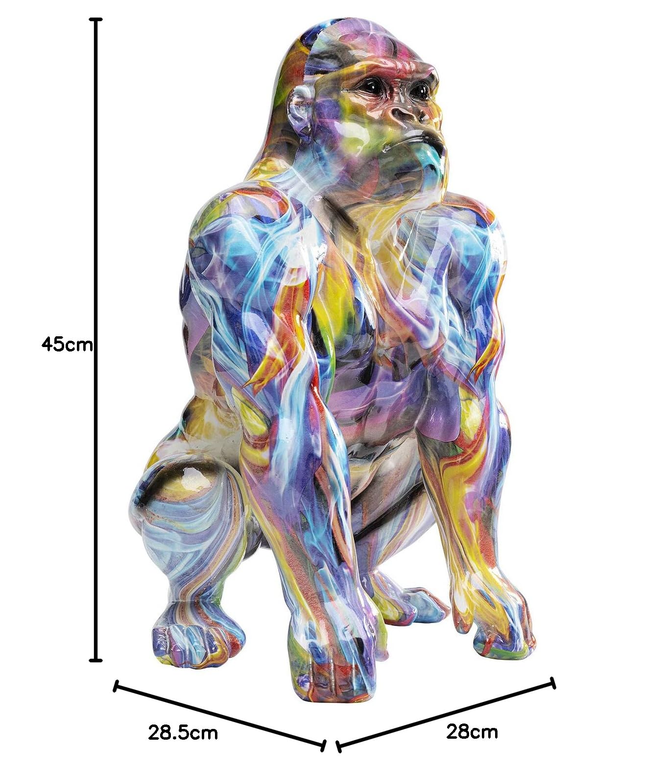 kare-design-deko-figur-watching-gorilla-bunt-xl-tierfigur-45-cm-aus-kunststein image 4