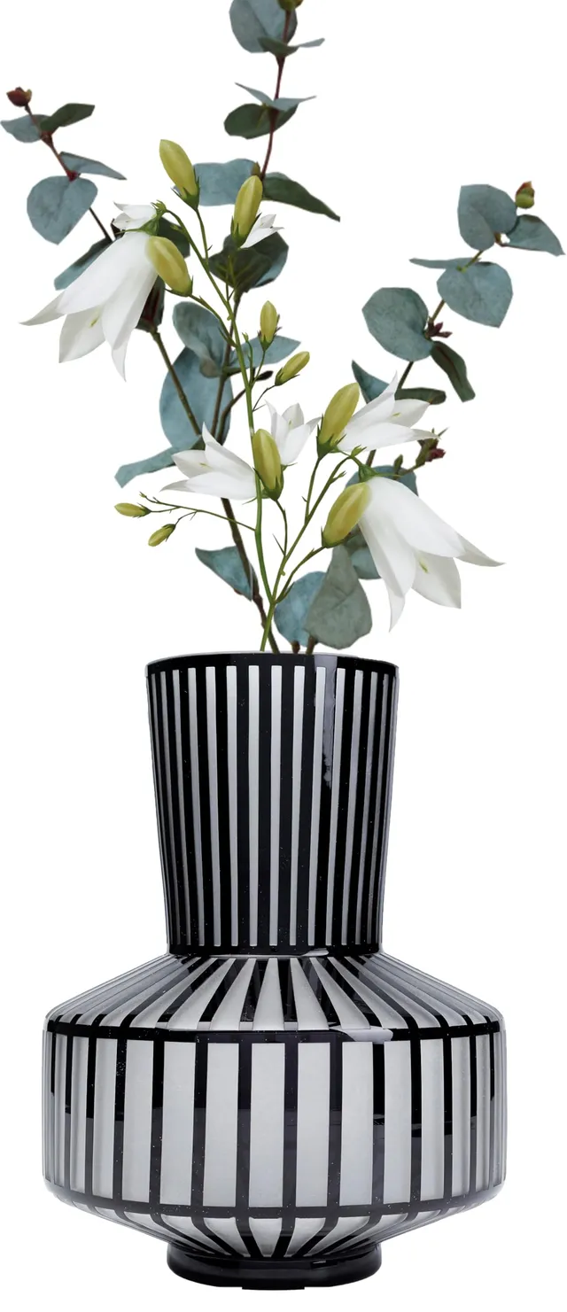 kare-design-vase-roulette-schwarz-wei-glas-31cm-streifen-blumenvase image 1