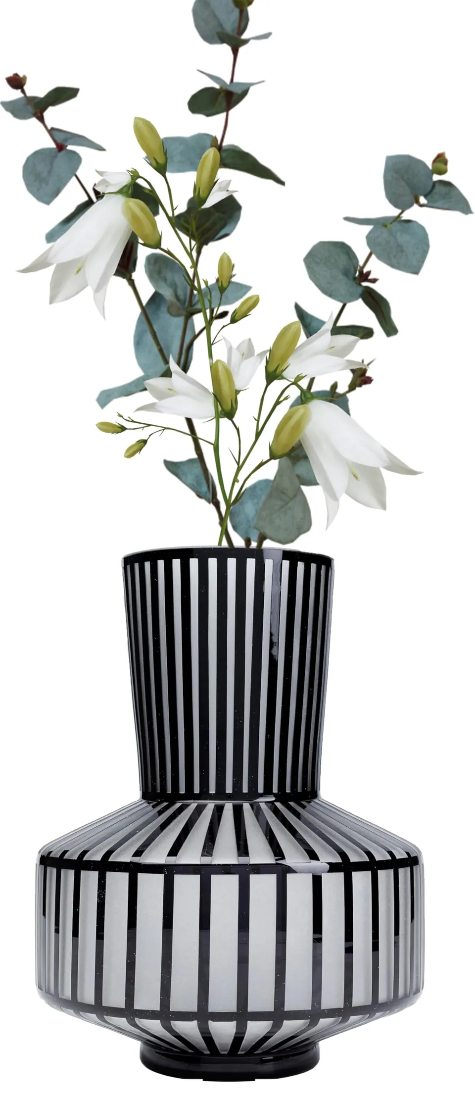kare-design-vase-roulette-schwarz-wei-glas-31cm-streifen-blumenvase image 1