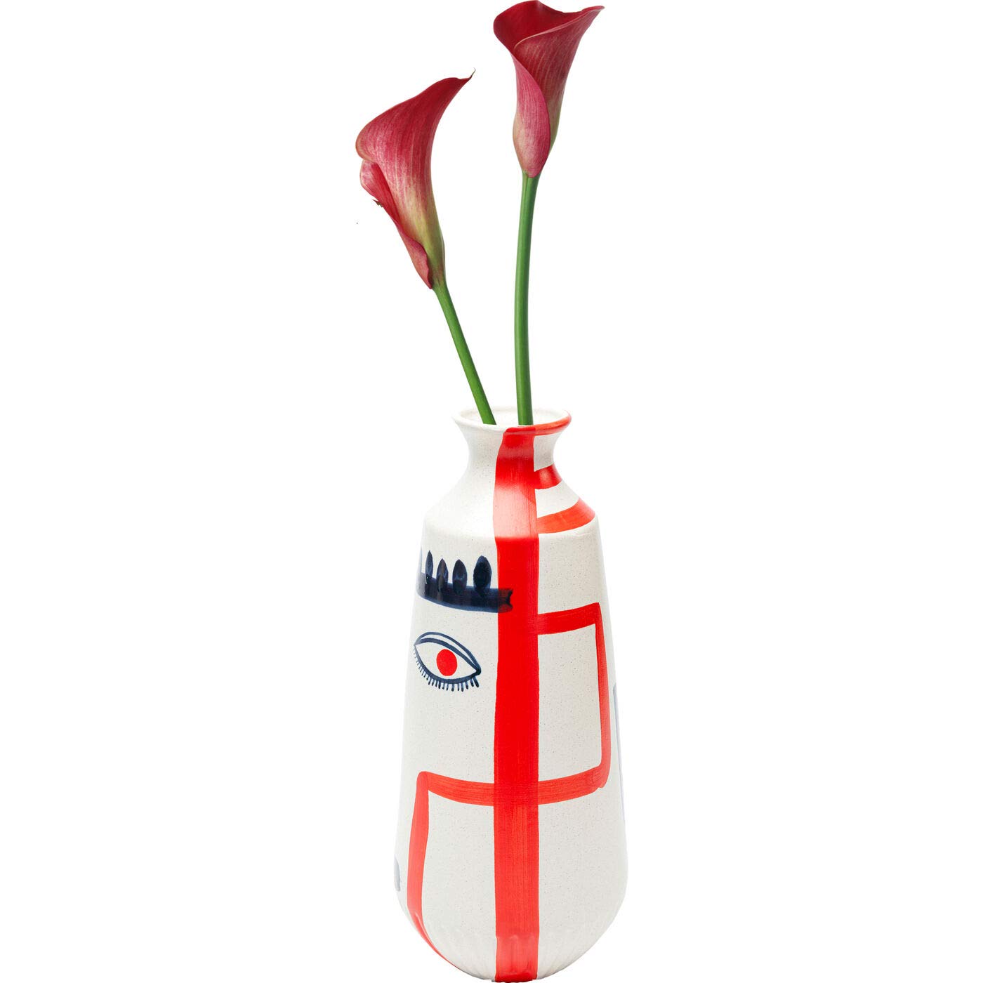 kare-design-vase-art-face-colore-rot-blau-38-cm-keramikvase-gesichtsmotiv image 1