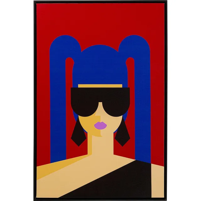 kare-design-party-girl-wandbild-gerahmt-90x60-cm-rot-blau-pop-art image 1