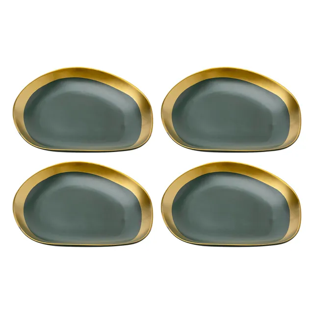 kare-design-teller-vibrations-speiseteller-set-4-teilig-gr-n-gold-27-cm-steinzeu image 1